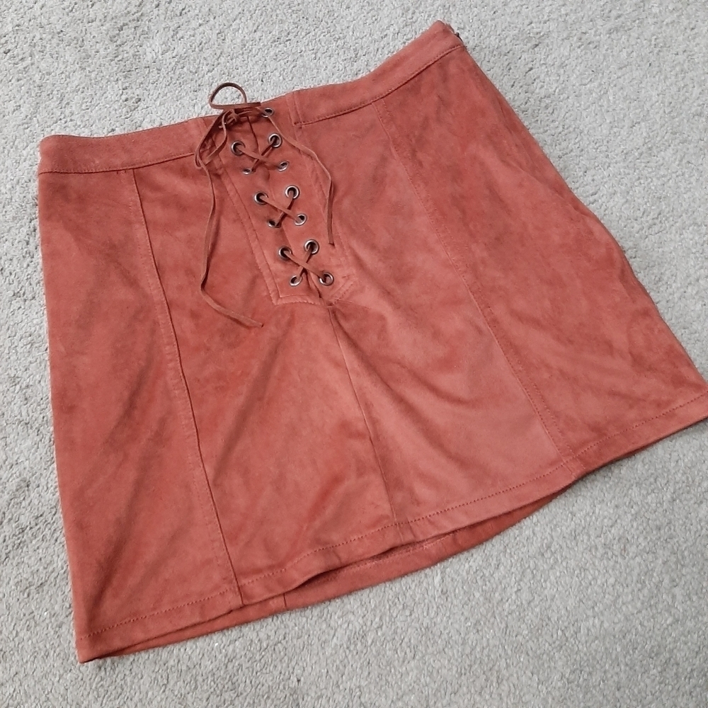 Forever 21 Lace Up Suede Mini Skirt